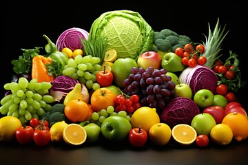 Colorful assortment of fresh fruits and vegetables, highlighting their natural beauty and nutritional value