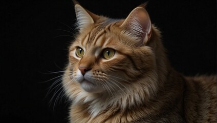 photo of domestic cat on black background made by AI generative