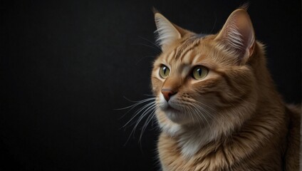 photo of domestic cat on black background made by AI generative