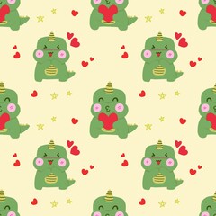 Obraz premium Seamless background illustration, Dinosaurs pattern background, packaging mockup, clothes and accessories pattern.