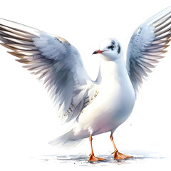 Obraz premium 흰 배경, 갈매기, 수채화 (white background, seagull, water colour)