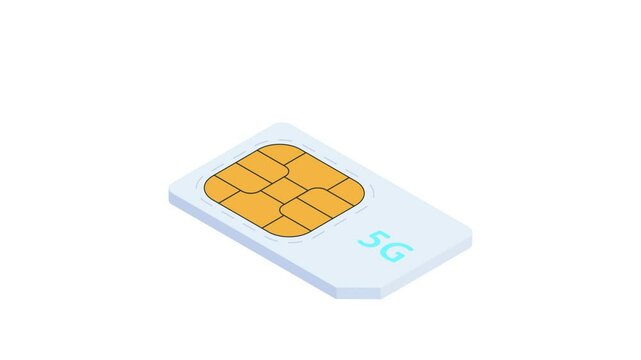 Animated 5G SIM card with Wi-Fi Signal in Isometric Style