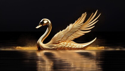 Craft a logo of a golden swan gliding gracefully.