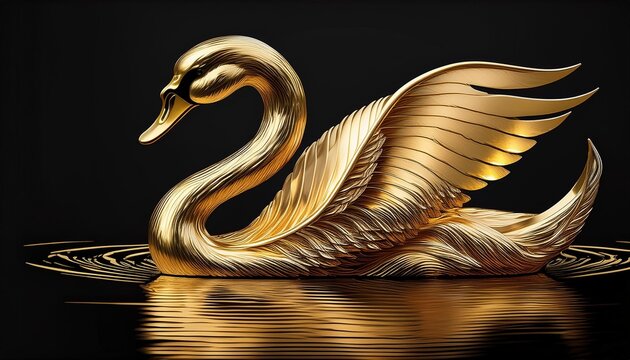 Craft a logo of a golden swan gliding gracefully.