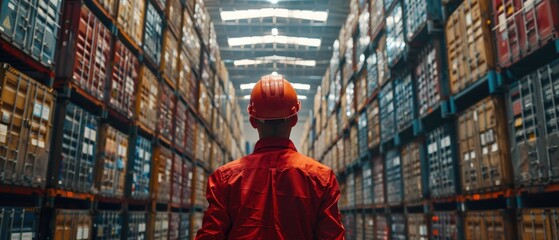 Efficient Team Leader Managing Container Inventory with Staff in High- Warehouse Setting