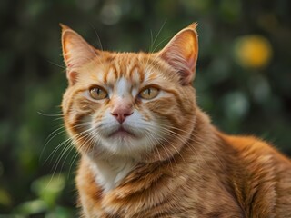 Obraz premium orange cat with blur background, orange cat is sitting and looking
