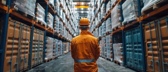 Efficient Team Leader Supervising Container Inventory with Staff in Warehouse - High Image in Quality