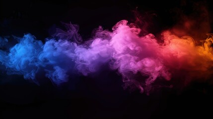 Fototapeta premium A stunning display of colorful smoke swirling against a dark background, creating a dramatic and artistic visual effect.