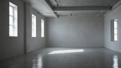 photo of empty room with white theme made by AI generative