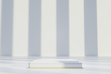 Modern white background and empty white square stage. Future modern interior and minimal concept. showcase for product, 3d rendering