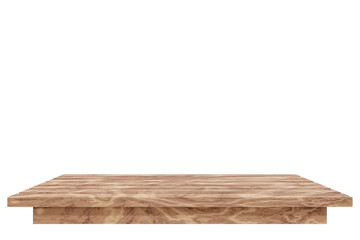 wooden table, wood shelf, desk mock-up empty isolated onwhite backgrounds, for product display. 3d rendering