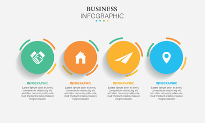 infographic with 4 options, parts or processes. Business data visualization