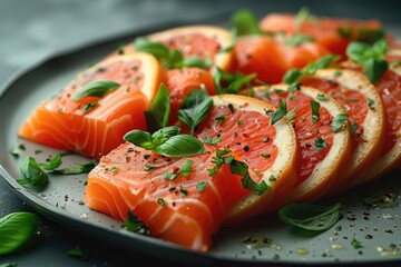 Salmon and Grapefruit Salad with Basil and Black Pepper