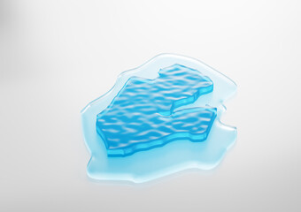 Water Ice Map Of Djibouti Global Warming Melting Glacier In Deep Ocean Blue Water 3d Illustration