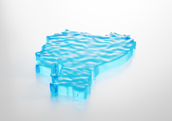 Water Ice Map Of Ecuador Global Warming Melting Glacier In Deep Ocean Blue Water 3d Illustration