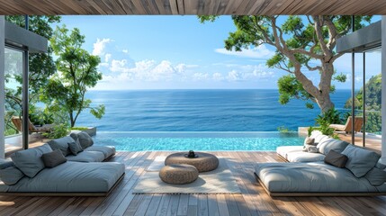 Obraz premium Luxury Villa with Infinity Pool Overlooking the Ocean