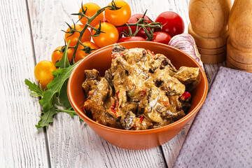 Roasted beef with cream sauce