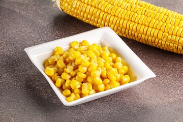 Marinated corn in the bowl