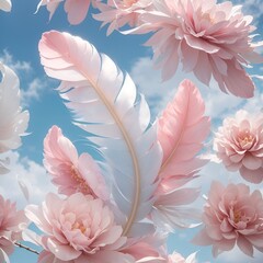 Feather with cloud with sweet pastel