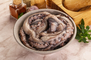 Raw cold octopus for cooking