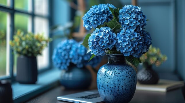 Blue Hydrangeas in a Vase