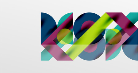 Circles and shadows. Colorful round elements with triangles, semi circles and other shapes. Vector Illustration For Wallpaper, Banner, Background, Card, Book Illustration, landing page