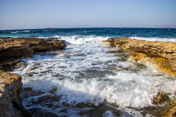 waves on the beach of greek island