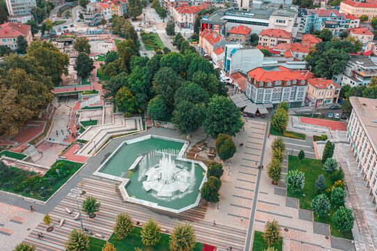 Aerial view of Pleven water cascade
