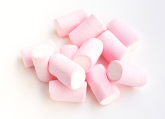 Pink white marshmallows on white