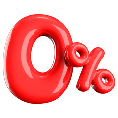 0 Percent . Red Number Promotion