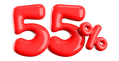 55 Percent Off Sale . Red Number Promotion