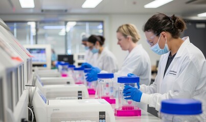 Obraz premium Abstract Urban Health and Medical Research Innovation: Cutting-Edge Scientific Breakthroughs in Modern Healthcare. AI-Generated 4K Illustration Showcasing Futuristic Medical Technology, Biotechnology 