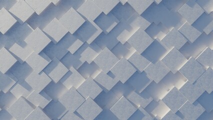 Abstract 3D white cubic pattern forming a textured surface.