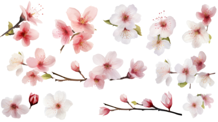 Set of watercolor wildflowers painting isolated on clear png background and transparent background. Fresh and nature concept for nature decorative and flower element, AI generative.
