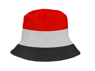 Red  white  black bucket hats PNG transparent.