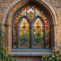 Fototapeta premium stained glass window in church