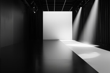 Monochrome Stage. A stage with a sleek, black floor and a white backdrop, or vice versa. The minimal color palette creates a stark contrast.