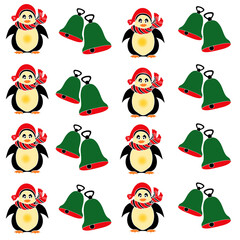 Christmas penguin with bell