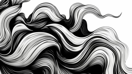 Fototapeta premium A black and white ink drawing with swirling lines.