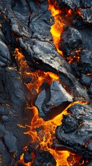 Abstract High-Temperature Rock Formation in Thermal Anomaly: Geothermal Energy Potential Visualization. AI-Generated 4K Illustration Depicting Heat Flow, Geological Structures, and Renewable Energy Re