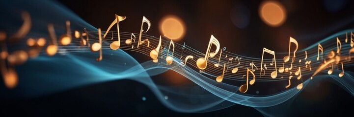 An abstract depiction of musical staves transformed into waves symbolizing sound.