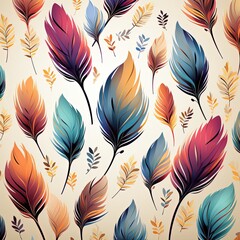 High Resolution 8K Boho Feather Print with Vibrant Colors