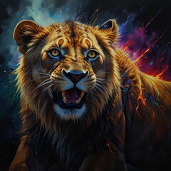 Fototapeta premium lightning lion cub