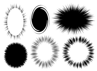 漫画風集中線の吹き出しフレーム背景素材