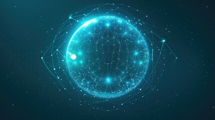 Fototapeta premium A blue sphere with a network of lines surrounding it