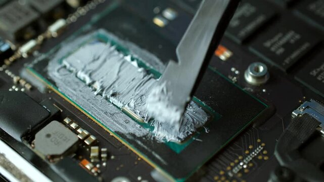 Technology of replacing thermal paste on the CPU or GPU theme laptop. Service for the repair notebook.