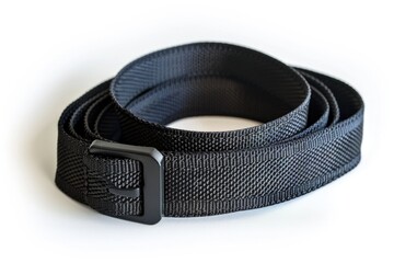 Close-up shot of a belt lying on a white surface, perfect for decorative or design purposes