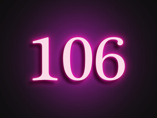 Pink glowing Neon light text effect of number 106.