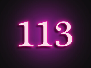 Pink glowing Neon light text effect of number 113.