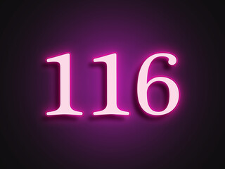 Pink glowing Neon light text effect of number 116.